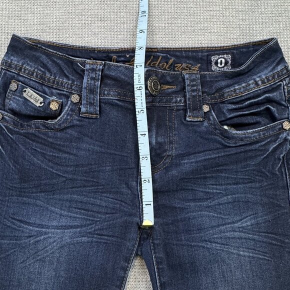 LA Idol USA Womens Blue Denim Capri Jeans Straight Leg Low Rise Size 0 W26/L18 - Picture 10 of 13